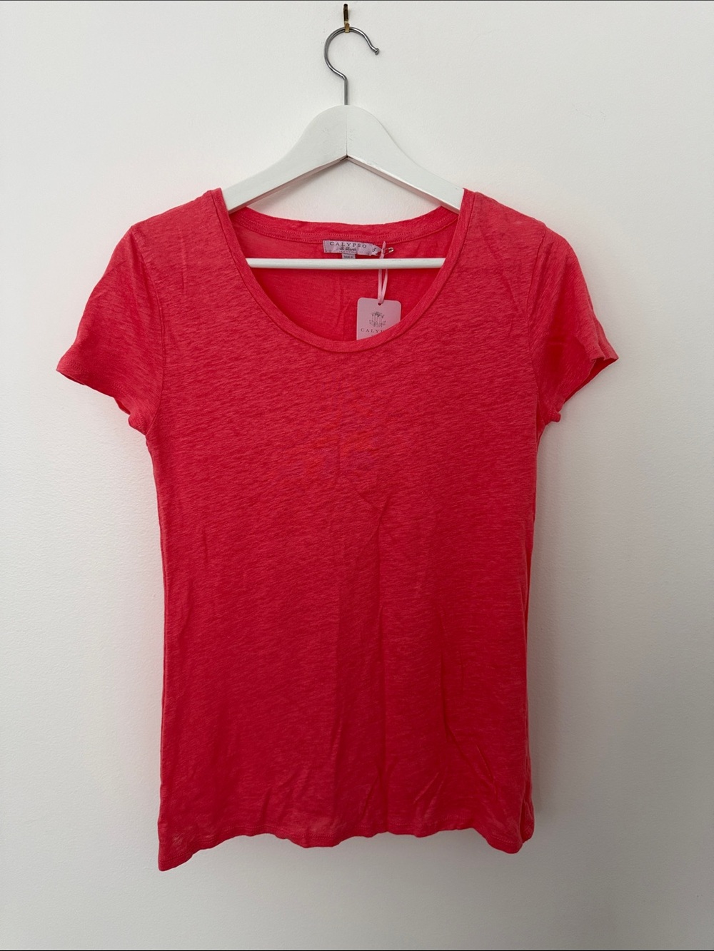 Calypso St. Barth Lightweight Scoop Neck Tee in Coral
